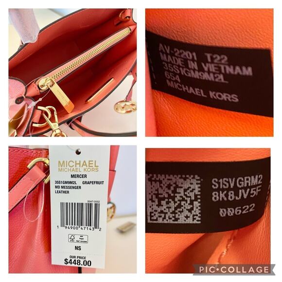 Michael Kors purse Mercer messenger crossbody bag grapefruit - Picture 7 of 9